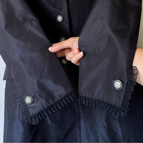 Susanne Spatt Silk Rhinestone Trench Jacket Black Size 34 NWOT - Picture 6 of 10